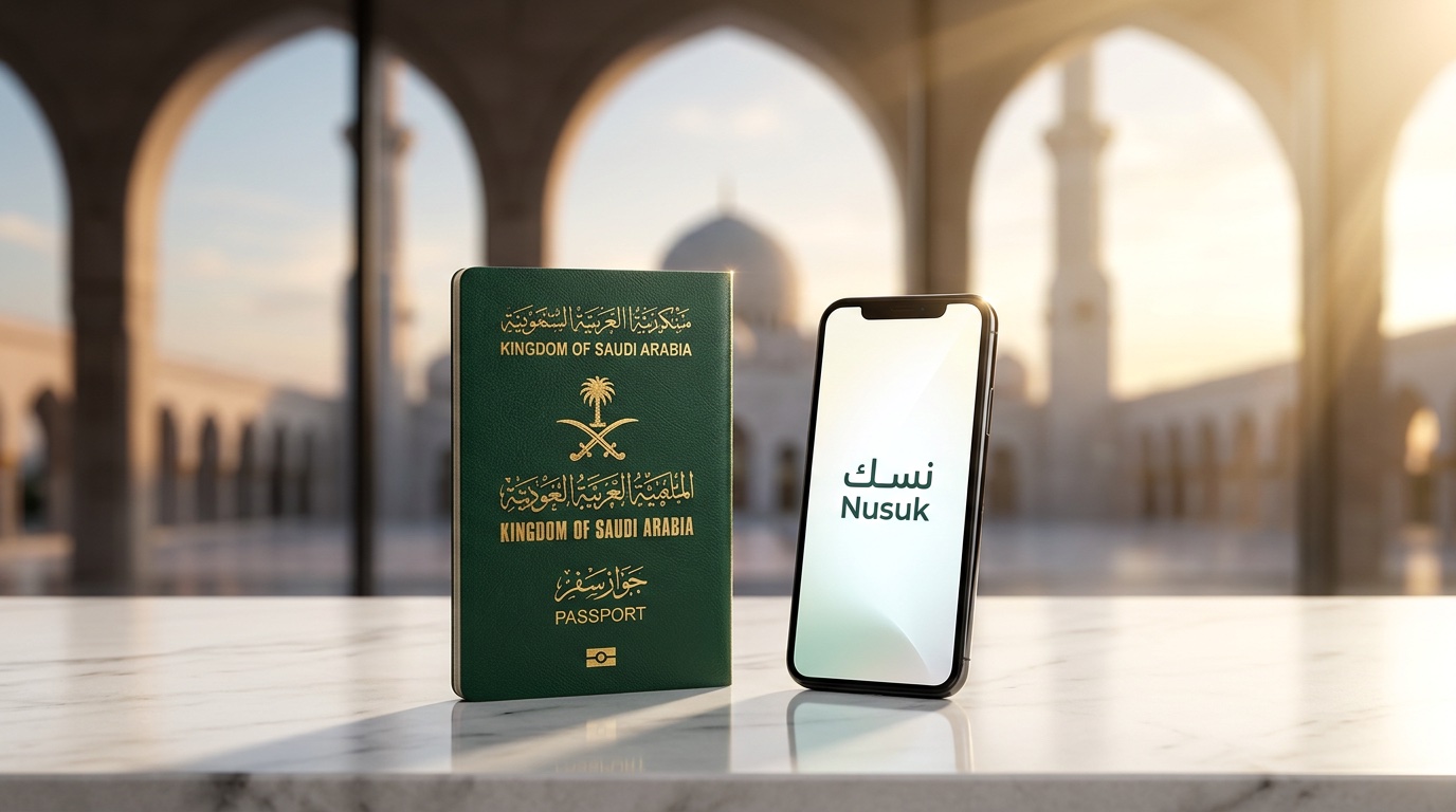 Bireysel umre vizesi 2026 başvuru ekranı — Nusuk uygulaması ve Suudi Arabistan e-vize portalı"
