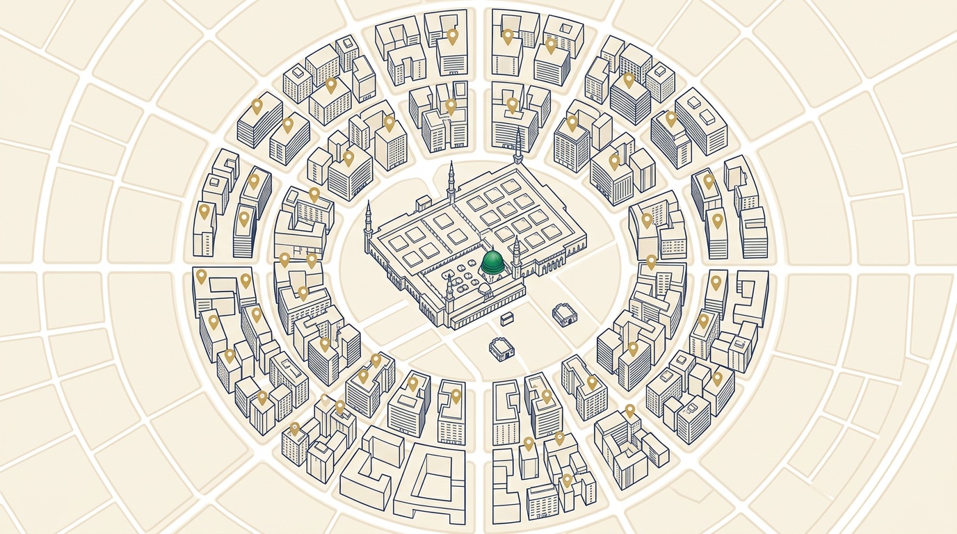 Medine'de Mescid-i Nebevi'ye Yakın Otel Bölgesi: Merkeziye